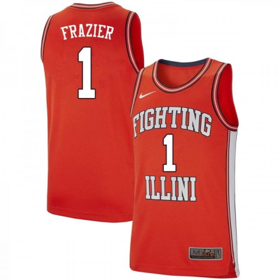 Mens Illinois Fighting Illini Trent Frazier Jersey #1 Retro Orange University College Basketball Jerseys by My store basketball