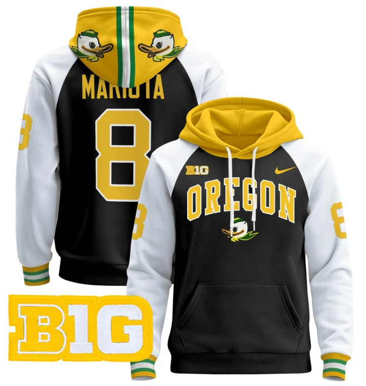 Men's Marcus Mariota Hoodie #8 Oregon Ducks 2024 Pullover V2 by Hoodie Pullover