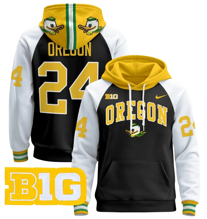Men's Oregon Hoodie #24 Oregon Ducks 2024 Pullover V2 by Hoodie Pullover