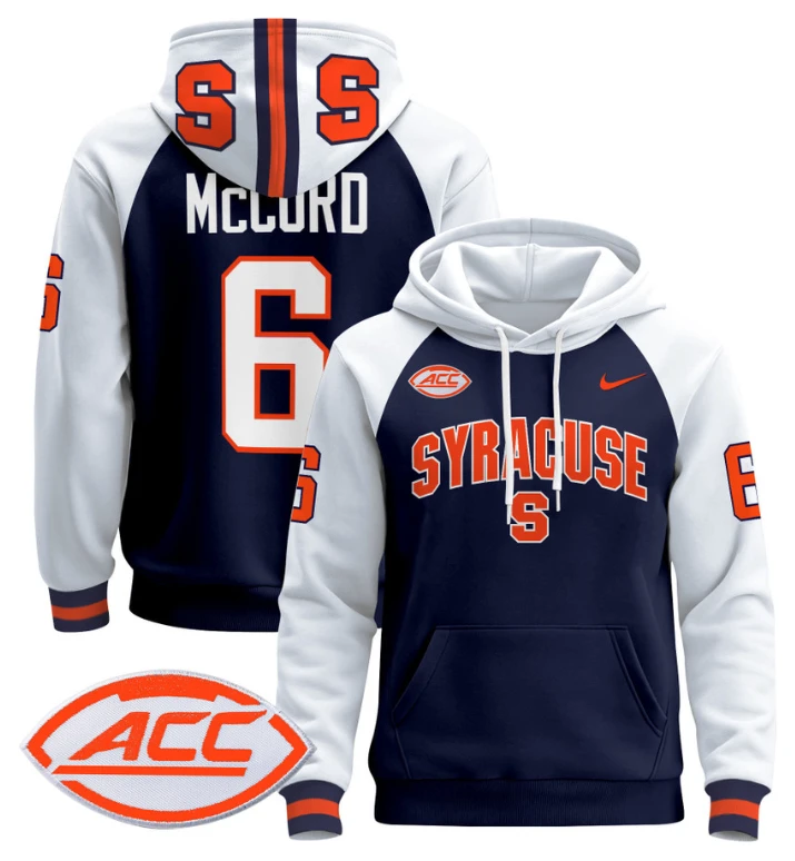 Men's Kyle McCord Hoodie #6 Syracuse Orange 2024 Pullover V2 by Hoodie Pullover