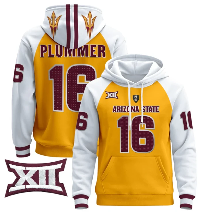 Jake Plummer Hoodie #16 Arizona State Pullover Stitched by Hoodie Pullover