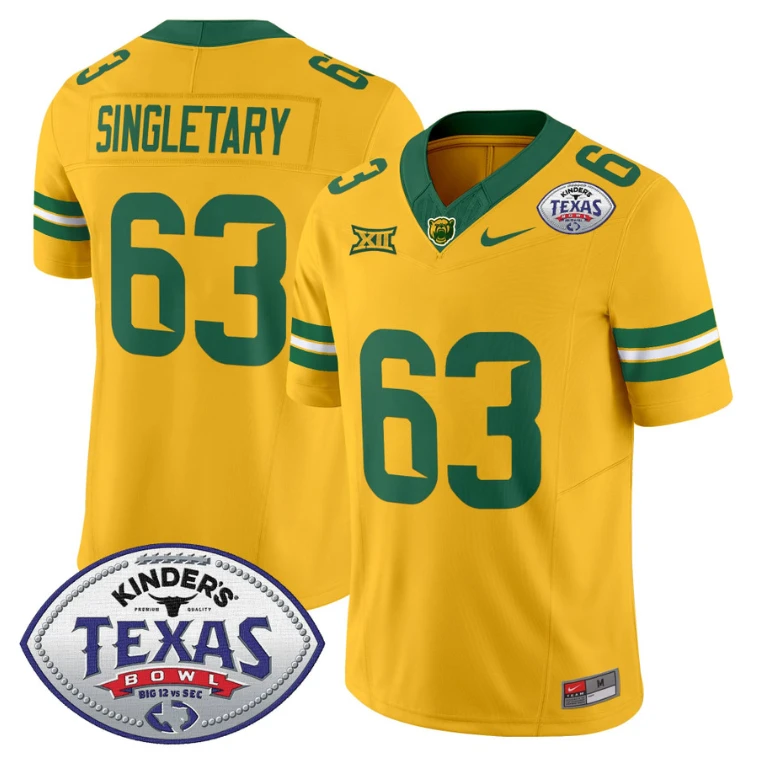 Mike SingletaryJersey #63 Baylor Bears 2024 Texas Bowl Football Gold by NCAA Football Jersey