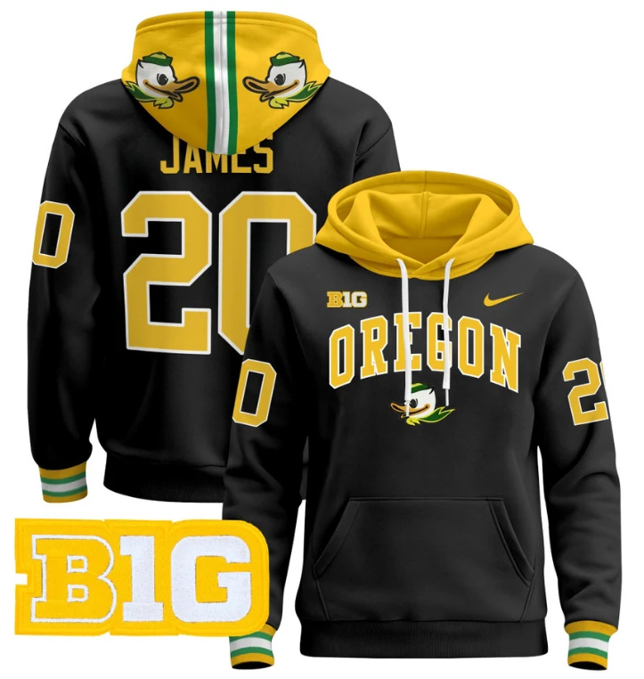 Men's Jordan James Hoodie #20 Oregon Ducks 2024 Pullover V2 by Hoodie Pullover