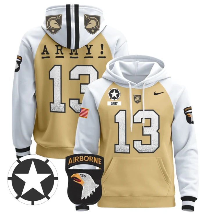 Men's Bryson Daily Hoodie #13 Army Black Knights Pullover V2 by Hoodie Pullover