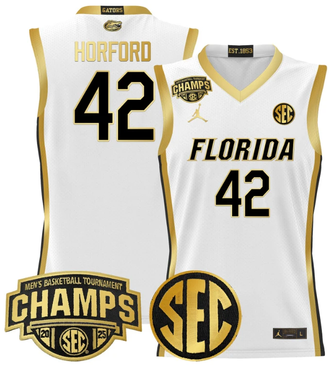 Men Al Horford Jersey #42 Florida Gators 2025 SEC Champions Stitched White Gold by My store basketball