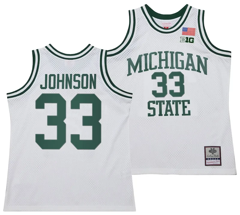 Magic Johnson Jersey #30 Michigan State Spartans 125th Basketball Anniversary 1990 Throwback White by My store basketball