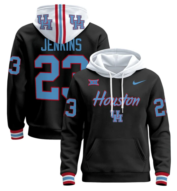 Parker Jenkins Hoodie #23 Houston Cougars 2024 Pullover Stitched by Hoodie Pullover