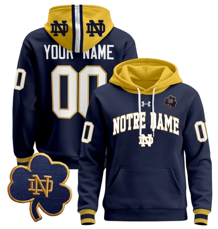 Men's Custom Notre Dame Fighting Irish Hoodie Pullover 2024 by Hoodie Pullover