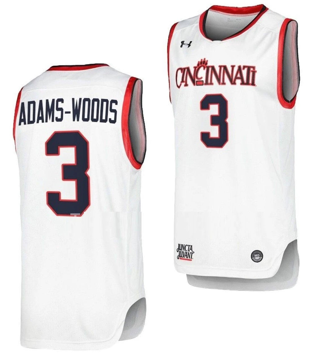 Mika Adams Woods Jersey Cincinnati Bearcats College Basketball Replica White #3 by My store basketball
