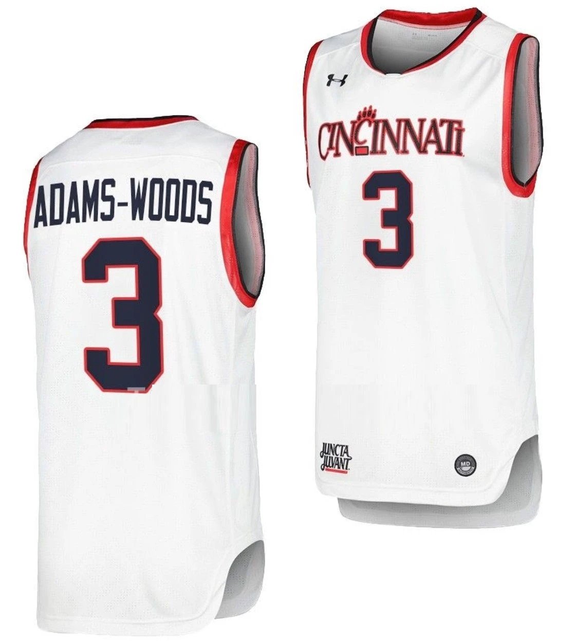 Mika Adams Woods Jersey Cincinnati Bearcats College Basketball Replica White #3 by My store basketball