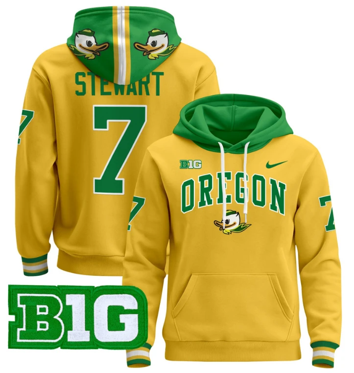 Men's Evan Stewart Hoodie #7 Oregon Ducks 2024 Pullover V2 by Hoodie Pullover