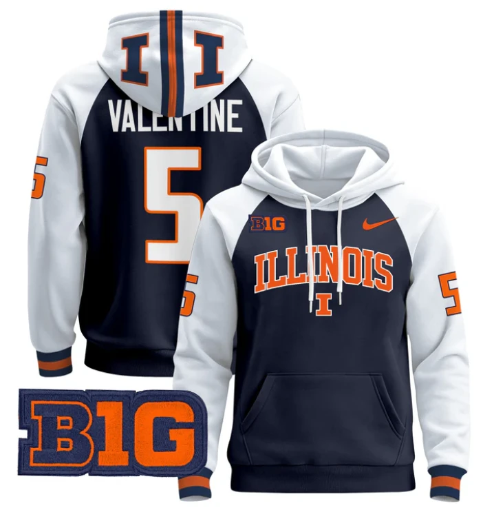 Ca'Lil Valentine Hoodie #5 Illinois Fighting Illini Pullover by Hoodie Pullover
