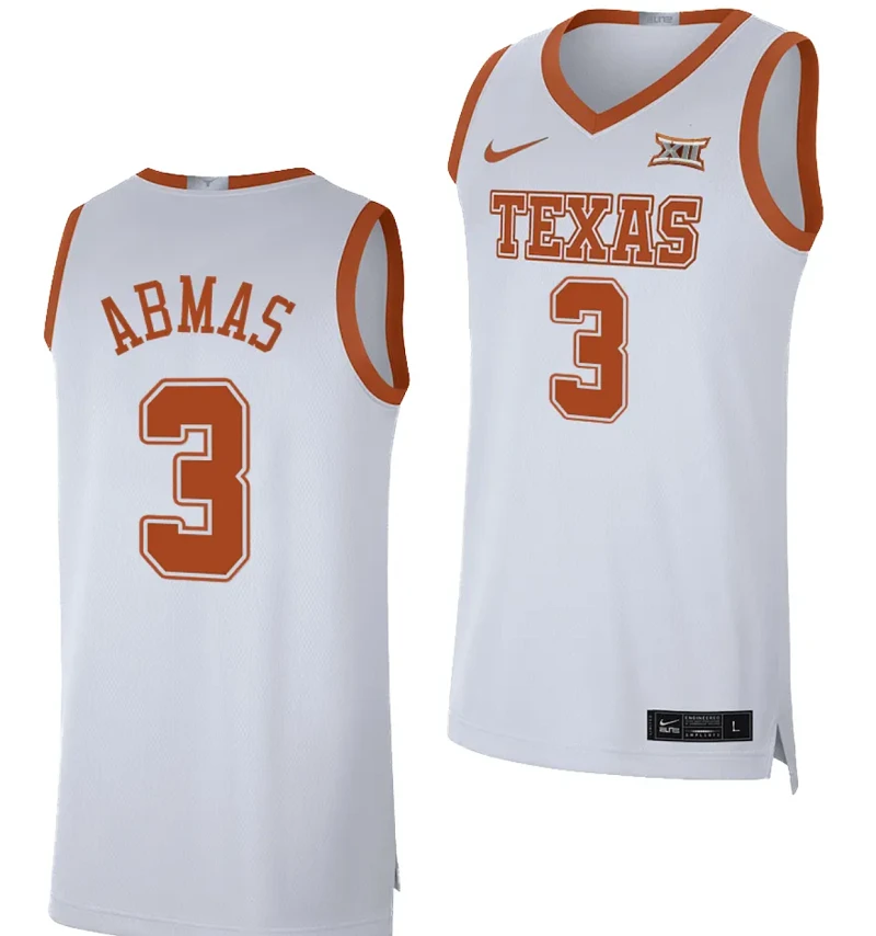 Max Abmas Jersey #3 Texas Longhorns NIL Limited College Basketball White by My store basketball