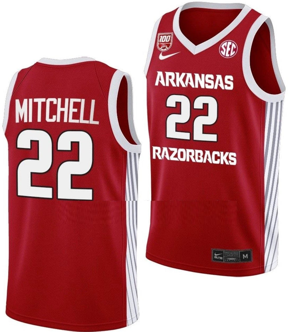 Makhel Mitchell Jersey Arkansas Razorbacks College Basketball 100 Season #22 by My store basketball