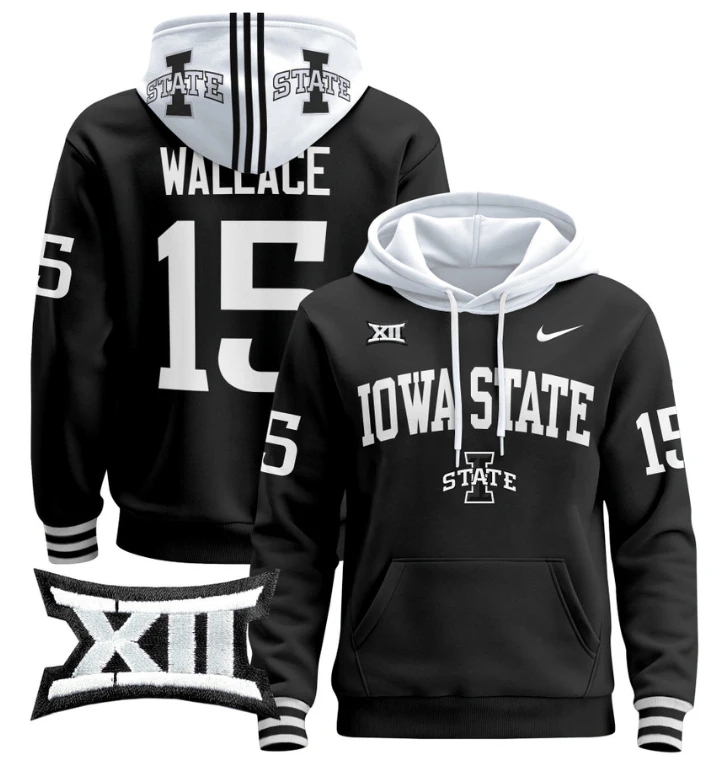 Men's Seneca Wallace Hoodie #15 Iowa State Cyclones 2024 Pullover V2 by Hoodie Pullover