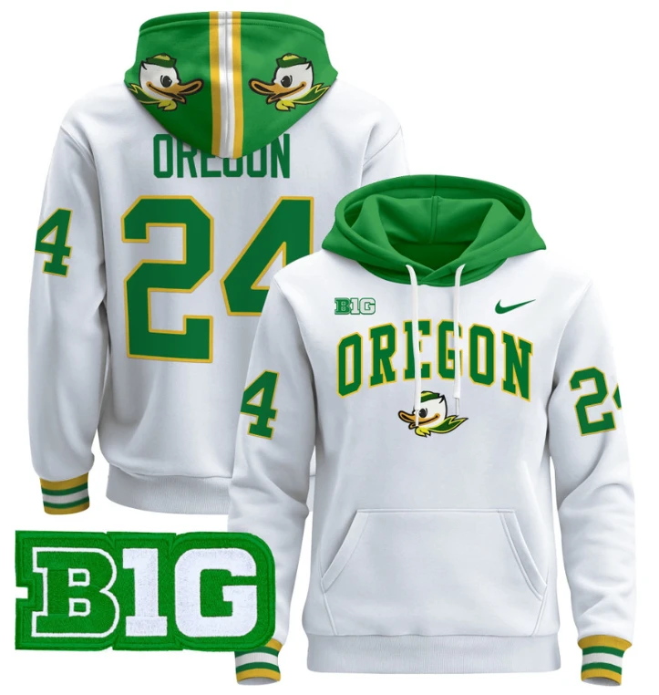 Men's Oregon Hoodie #24 Oregon Ducks 2024 Pullover V2 by Hoodie Pullover