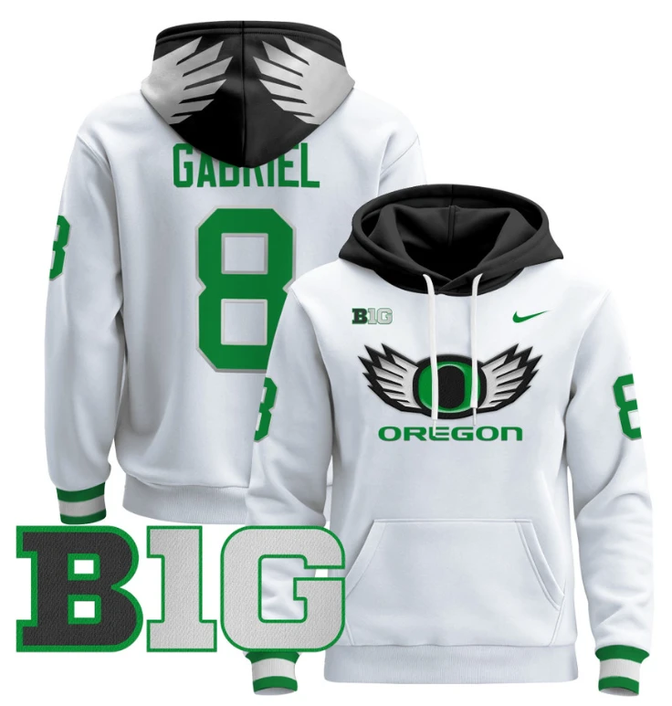 Dillon Gabriel Hoodie #8 Oregon Ducks 2024 Pullover V3 Stitched Black White by Hoodie Pullover