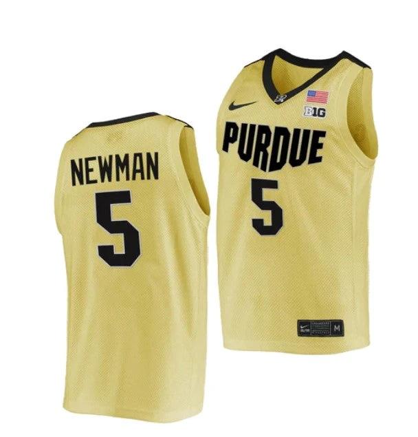 Men's #5 Brandon Newman Jersey Purdue Boilermakers College Basketball Jerseys Gold 2022 by My store basketball