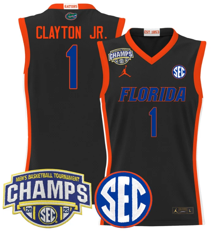 Men Walter Clayton Jr Jersey #1 Florida Gators 2025 SEC Champions Stitched Black by My store basketball