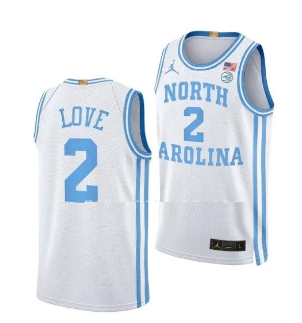 Men's #2 Caleb Love Jersey North Carolina Tar Heels College Basketball Jerseys White Elite by My store basketball