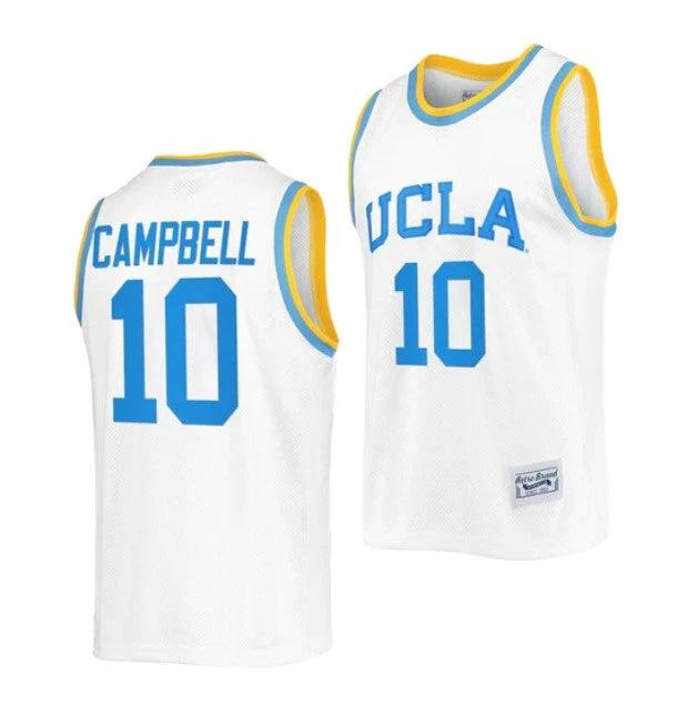 Men's #10 Tyger Campbell Jersey UCLA Bruins College Basketball Jerseys White Commemorative by My store basketball