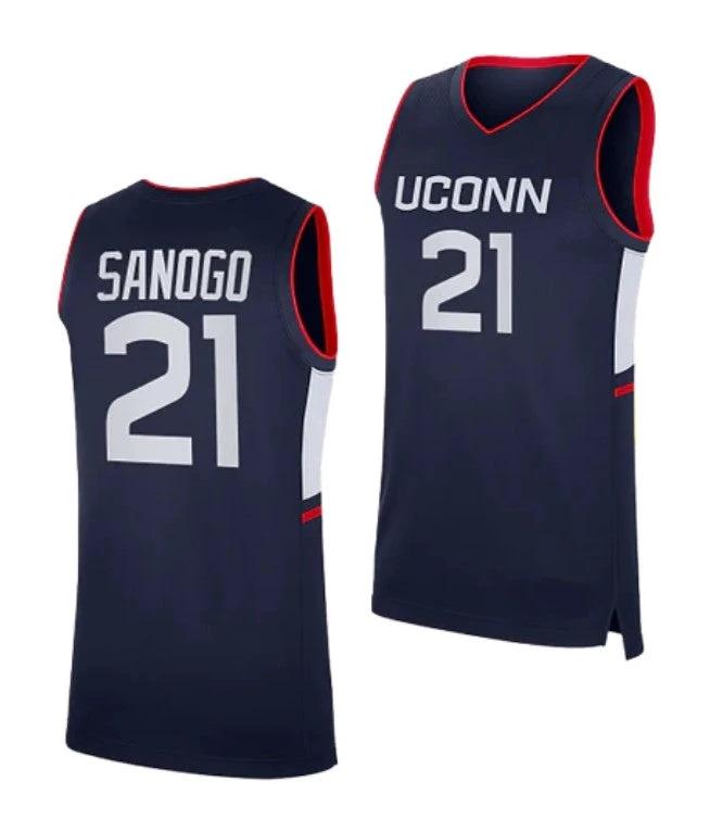 Men's #21 Adama Sanogo Jersey UConn Huskies College Basketball Jerseys Navy by My store basketball