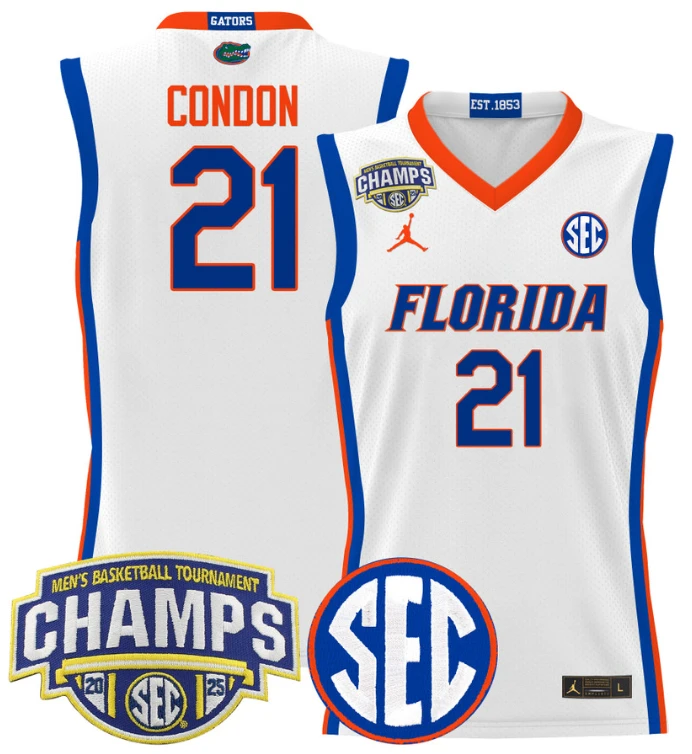 Men Alex Condon Jersey #21 Florida Gators 2025 SEC Champions Stitched White by My store basketball
