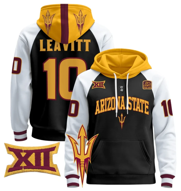 Sam Leavitt Hoodie #10 Arizona State Sun Devils Pullover by Hoodie Pullover