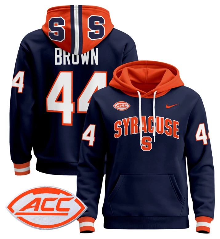 Men's Jim Brown Hoodie #44 Syracuse Orange 2024 Pullover V2 by Hoodie Pullover