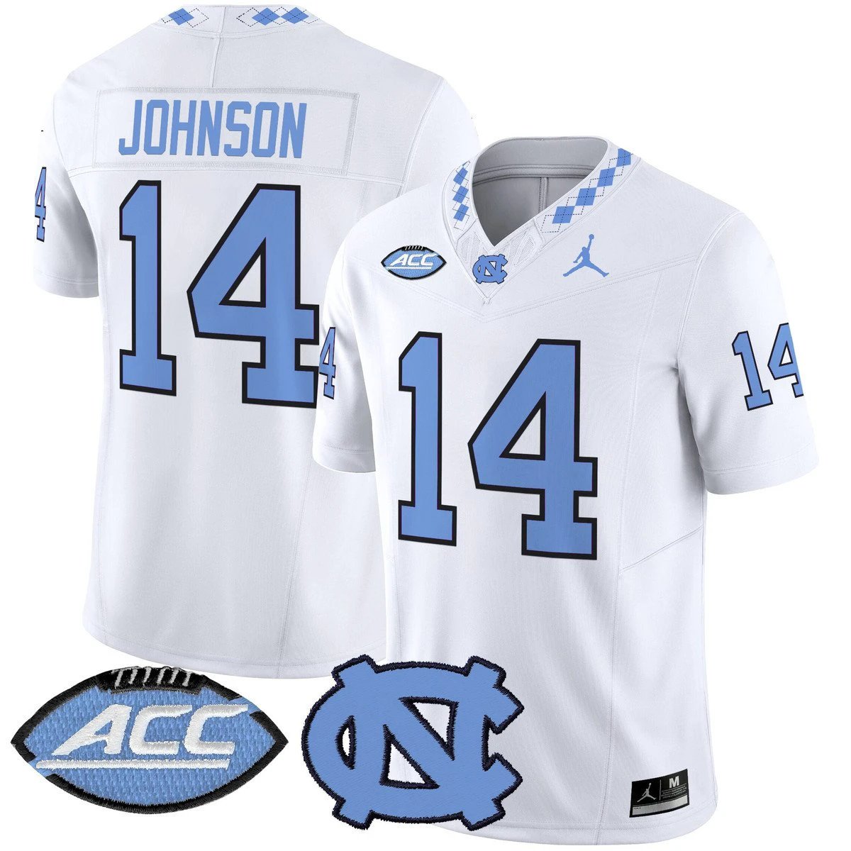 Max Johnson Jersey #14 North Carolina Tar Heels 2025 Limited Stitched White by My Store NCAA Football Jerseys