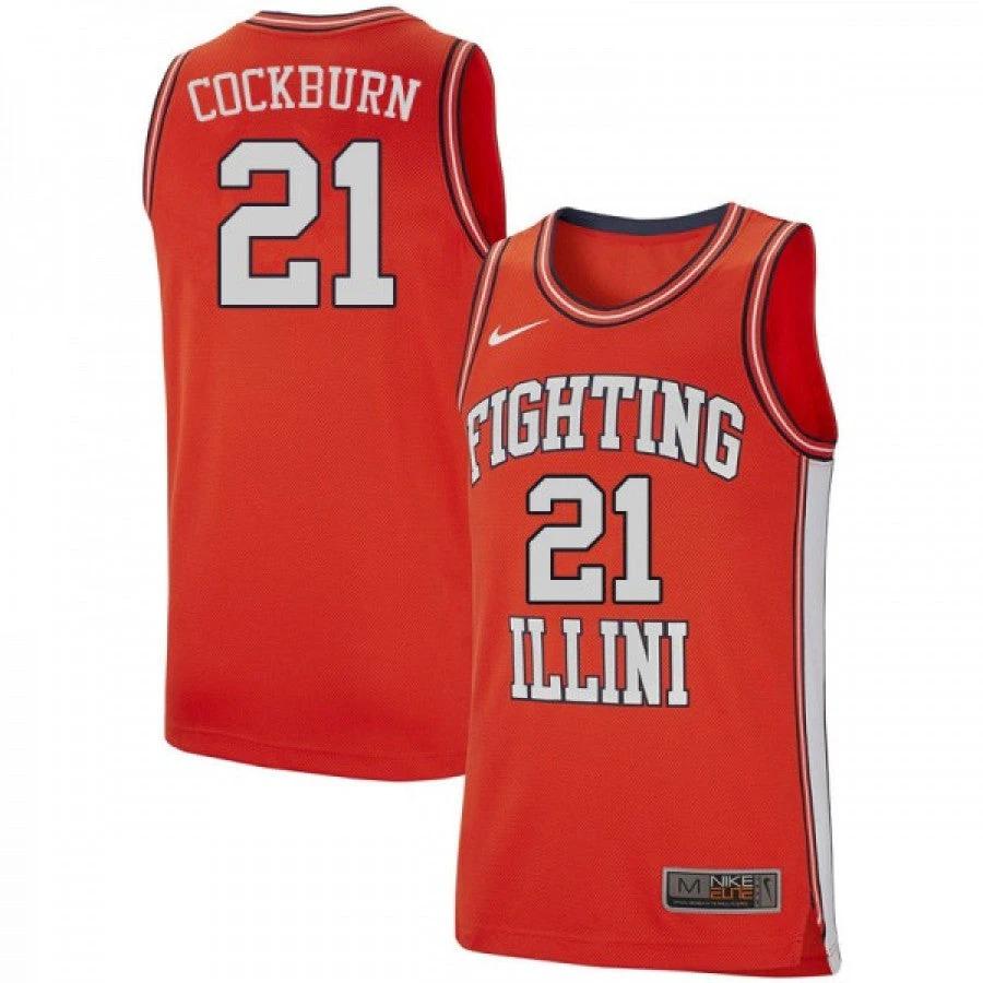 Men Illinois Fighting Illini Kofi Cockburn Jersey #21 Official Retro Orange College Basketball Jerseys by My store basketball