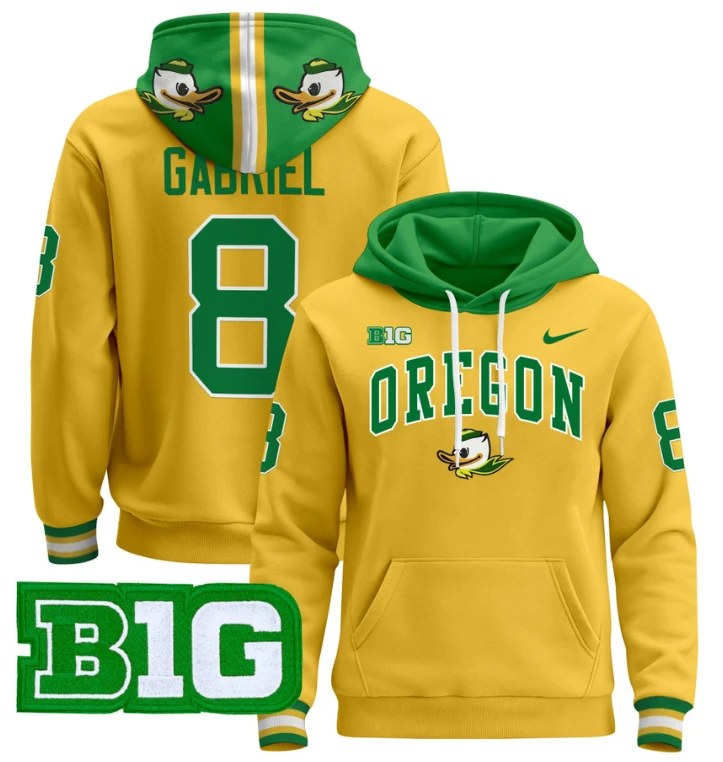 Men's Dillon Gabriel Hoodie #8 Oregon Ducks 2024 Pullover V2 by Hoodie Pullover