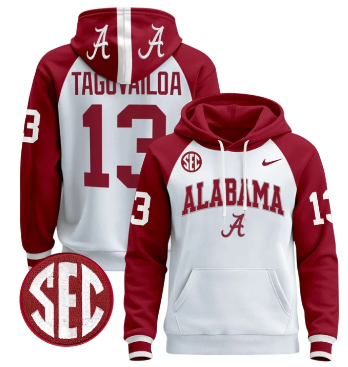 Men's Tua Tagovailoa Hoodie #13 Alabama Crimson Tide 2024 Pullover by Hoodie Pullover