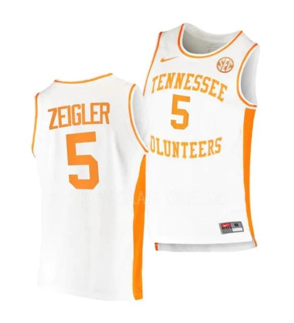 Men's #5 Zakai Zeigler Jersey Tennessee Volunteers College Basketball Jerseys White by My store basketball