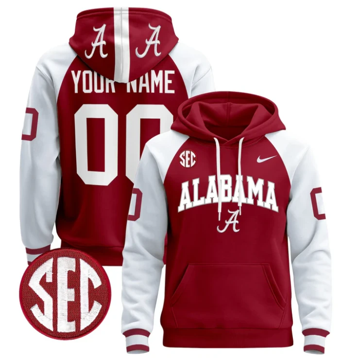 Men's Custom Alabama Crimson Tide Hoodie Name, Number 2024 Pullover by Hoodie Pullover