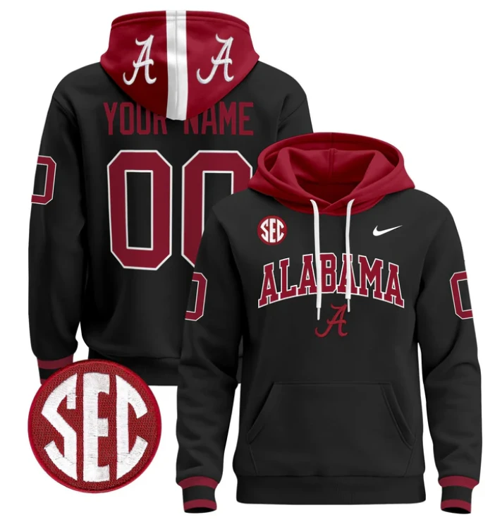 Men's Custom Alabama Crimson Tide Hoodie Name, Number 2024 Pullover by Hoodie Pullover
