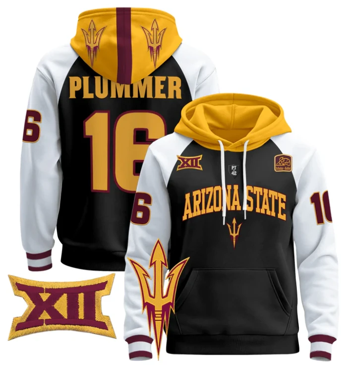 Jake Plummer Hoodie #16 Arizona State Sun Devils Pullover by Hoodie Pullover