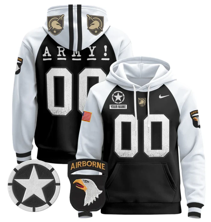 Men's Custom Army Black Knights Hoodie Name, Number Pullover V2 by Hoodie Pullover