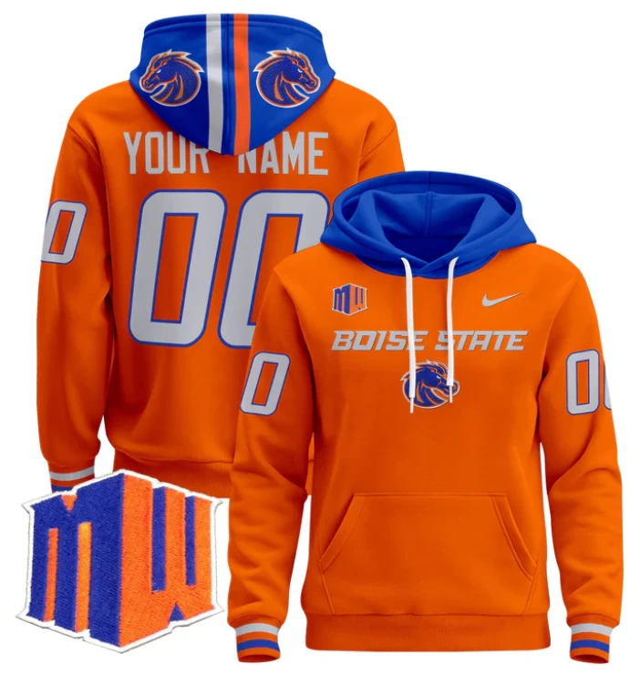 Custom Boise State Broncos Hoodie Name, Number Pullover V3 by Hoodie Pullover