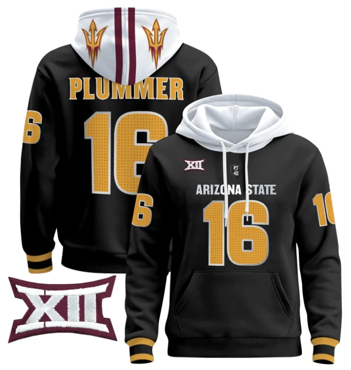 Jake Plummer Hoodie #16 Arizona State Pullover Stitched by Hoodie Pullover