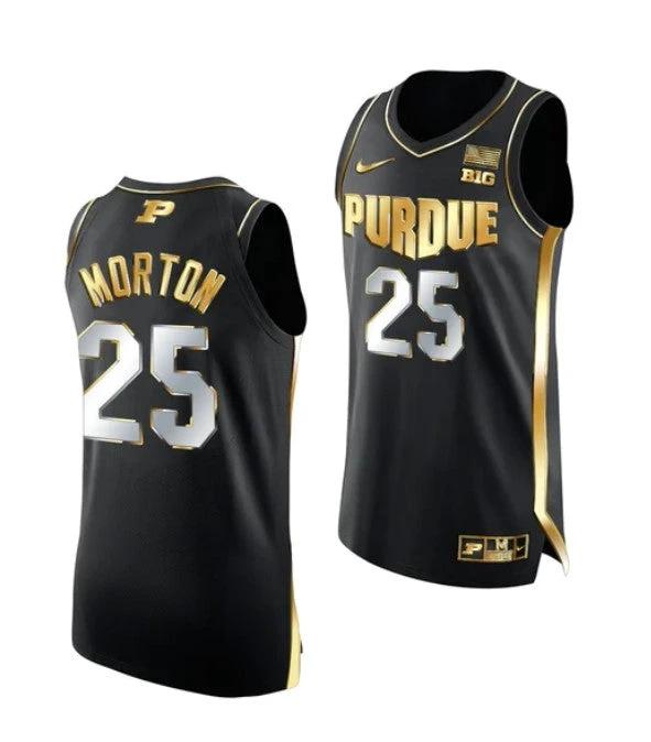 Men's #25 Ethan Morton Jersey Purdue Boilermakers College Basketball Jerseys Black Golden by My store basketball