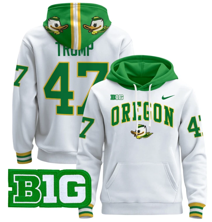 Men's Donald Trump Hoodie #47 Oregon Ducks 2024 Pullover V2 by Hoodie Pullover