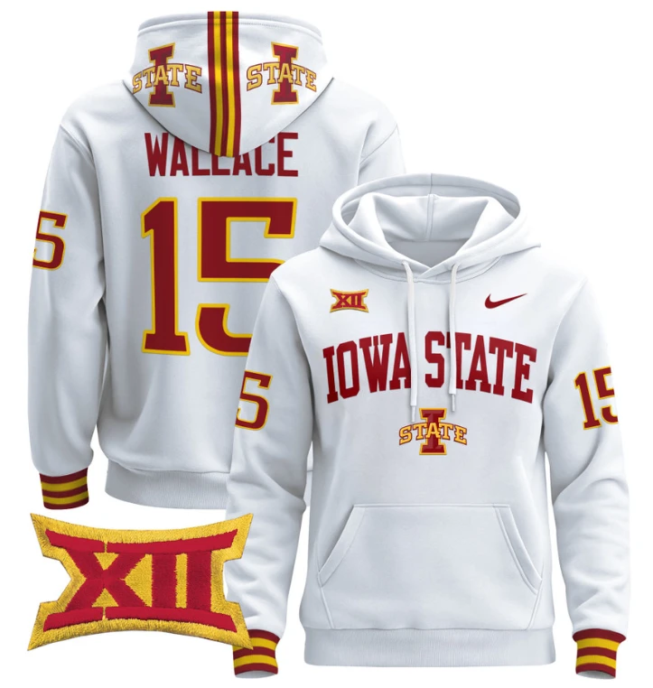 Men's Seneca Wallace Hoodie #15 Iowa State Cyclones 2024 Pullover V2 by Hoodie Pullover