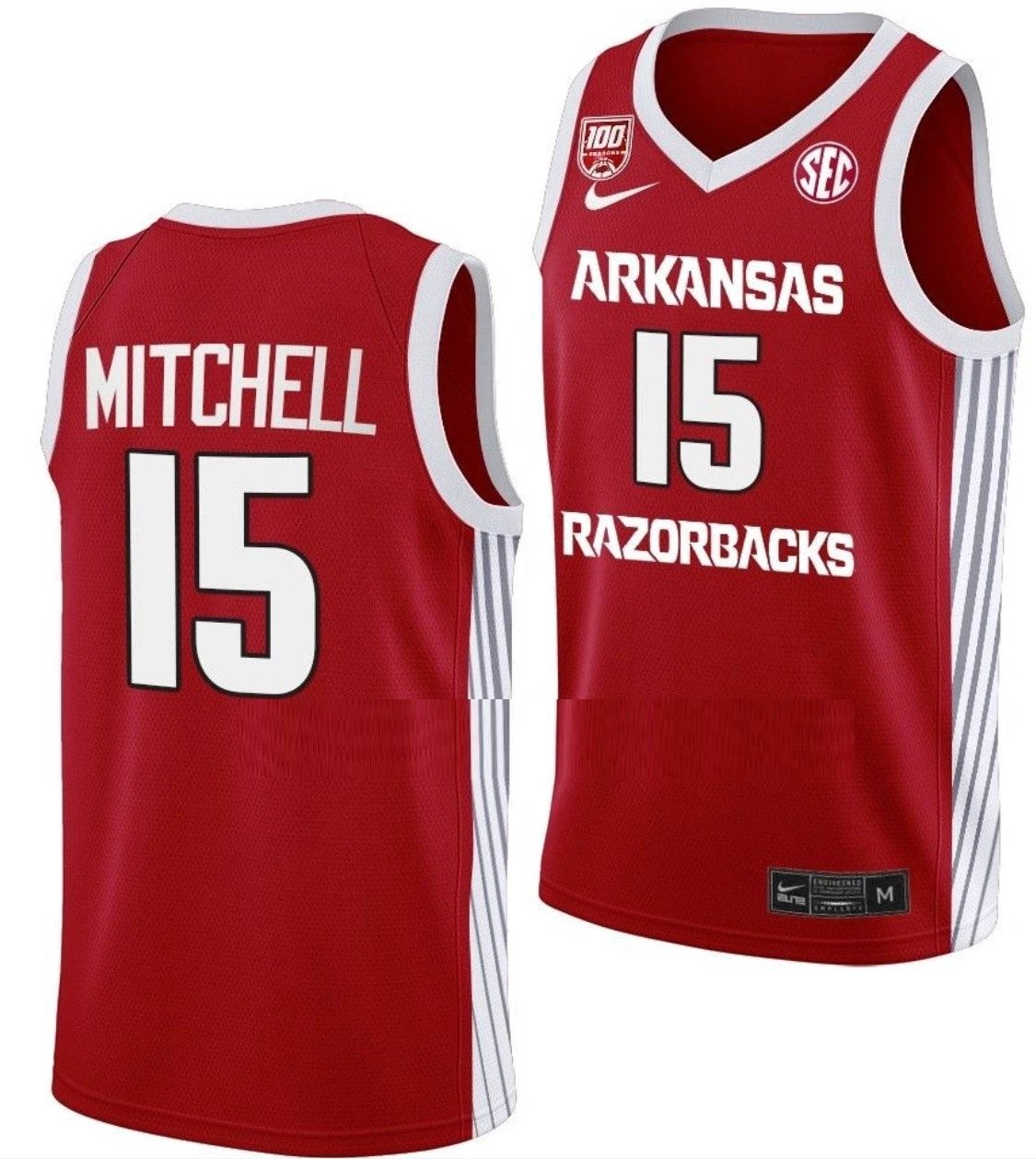 Makhi Mitchell Jersey Arkansas Razorbacks College Basketball 100 Season #15 by My store basketball