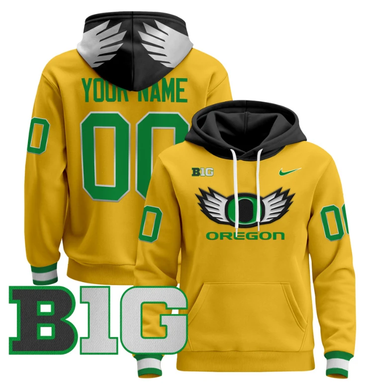Custom Oregon Ducks Hoodie Name, Number 2024 Pullover V3 Black Alternate by Hoodie Pullover