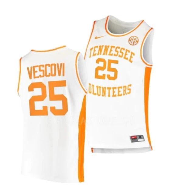 Men's #25 Santiago Vescovi Jersey Tennessee Volunteers College Basketball Jerseys White by My store basketball