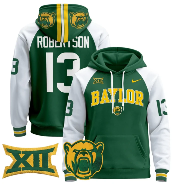 Sawyer Robertson Hoodie #13 Baylor Bears 2024 Pullover V2 by Hoodie Pullover