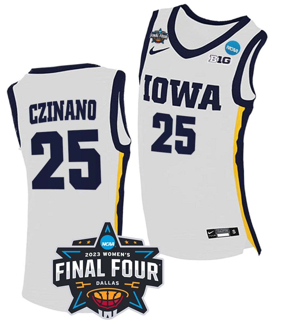 Monika Czinano Jersey Iowa Hawkeyes College Basketball 2023 NCAA Final Four White #25 by My store basketball