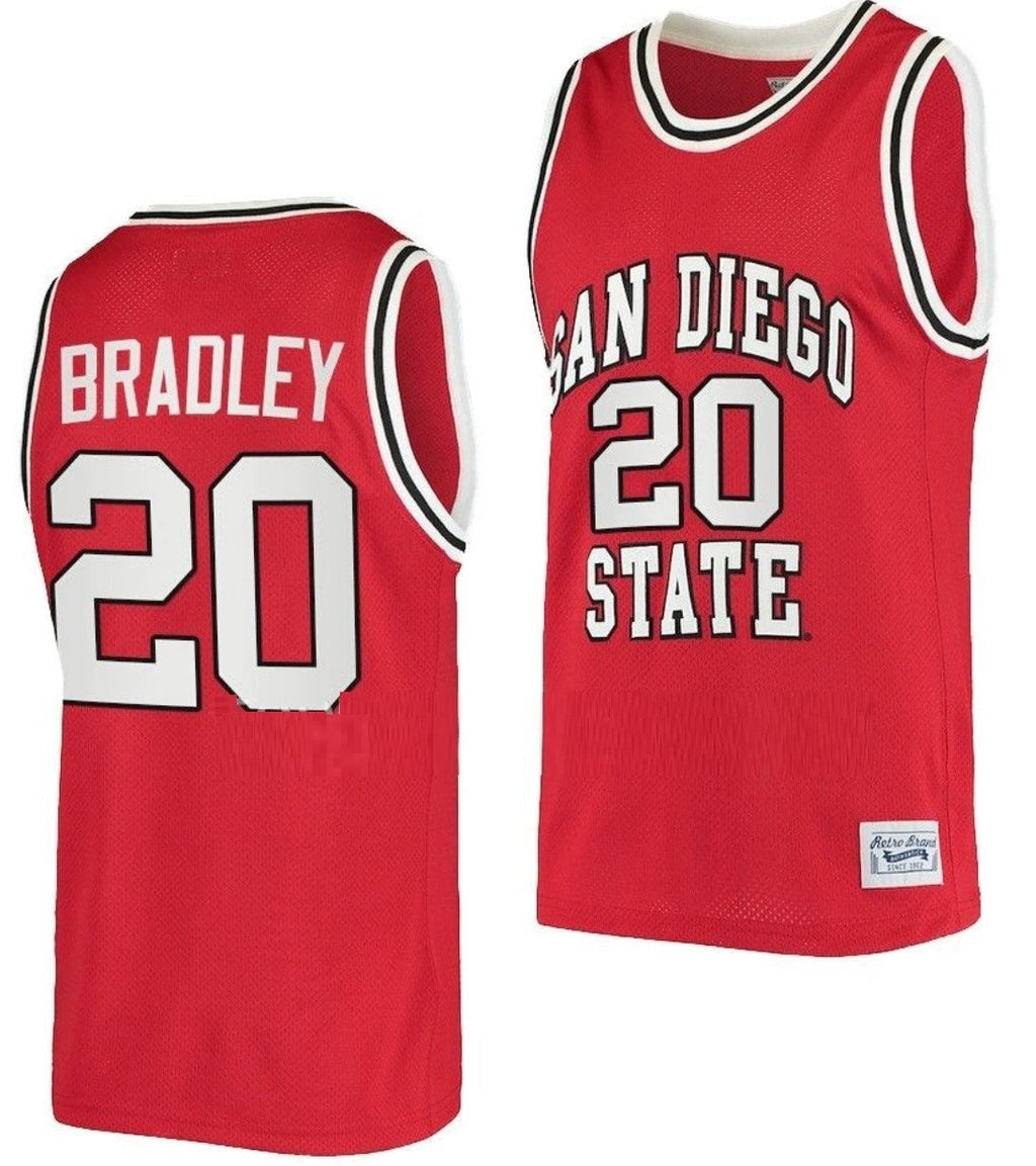 Matt Bradley Jersey San Diego State Aztecs College Basketball Red Retro #20 by My store basketball