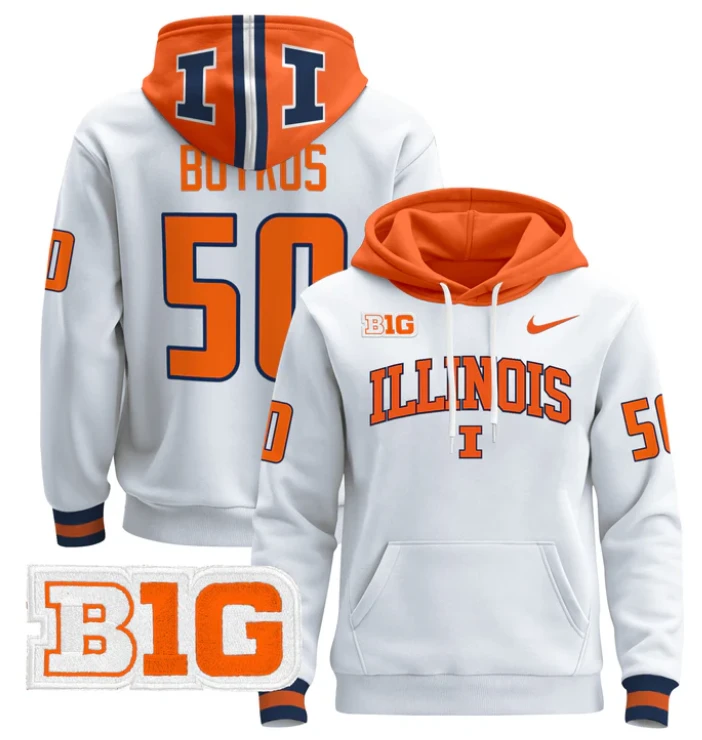 Dick Butkus Hoodie #50 Illinois Fighting Illini 2024 Pullover by Hoodie Pullover